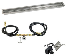 American Fireglass SS-LCBKIT-N-60 Natural Gas 60" x 6" Linear Stainless Steel Drop-in Fire Pit Pan with Spark Ignition Kit