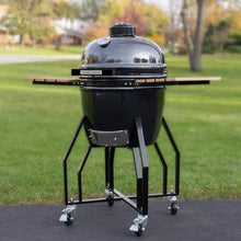 17” Large Kamado Gourmet Ceramic Grill & Smoker – Includes Cart, Side Shelves, Forge Fire Chamber, Free Heat Deflector & Ash Tool, Heavy-Duty Ceramics for Grilling, Smoking & Baking – Black Pepper