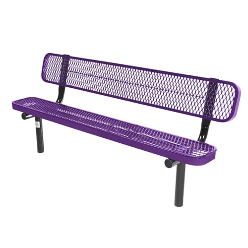 COATEDOUTDOORFURNITURE Bench, Purple, Expanded, 6Ft, with Back, Inground