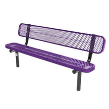 COATEDOUTDOORFURNITURE Bench, Purple, Expanded, 6Ft, with Back, Inground