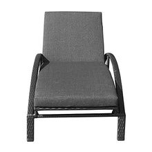 Armen Living Mahana Outdoor Patio Chaise Lounge Chair Black Aluminum and Wicker with Charcoal Cushion