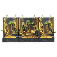 CHYIFSHIY Elegant Zen Landscape Waterfall Fountain with LED Lighting and Artificial Greenery – Indoor and Outdoor Feng Shui Water Feature for Home and Garden Décor(#2715+2719+2715)