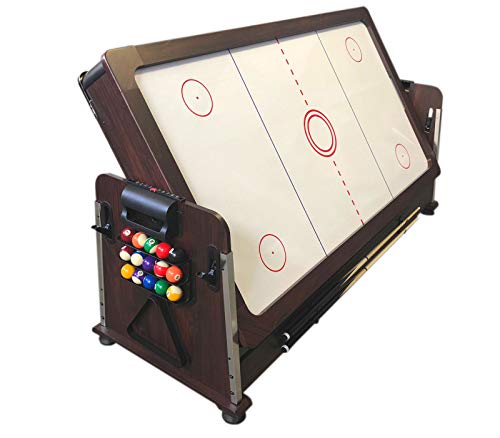 SIMBASHOPPING USA 7FT Multigame Pool Table Blue/Brown Air Hockey + Table Tennis