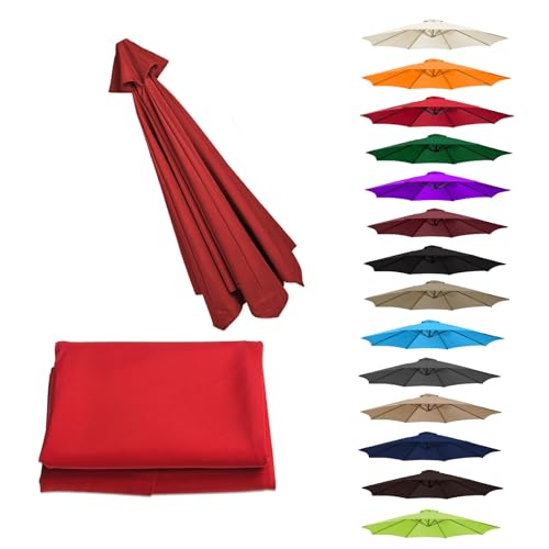 MXJCKSOQ UV Protection Canopy Replacement for 2- Sun Umbrella - Outdoor Parasol Top Cover Grass Green Perfect for Sun Shade & Weather Resi /6 arms,Red-6.5ft (200cm)/6 arms