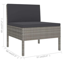 HGPOTUY 9 Piece Patio Lounge Set with Cushions Poly Rattan Gray
