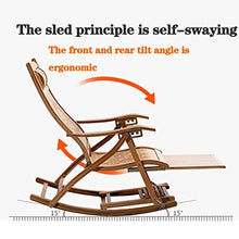 Patio Rocking Chair Wooden Chair Folding Recliner Foldable Sun Lounger Chairs,Comfort Bamboo Rocking Chair Ergonomic Patio Chaise Lounge Deck Chair