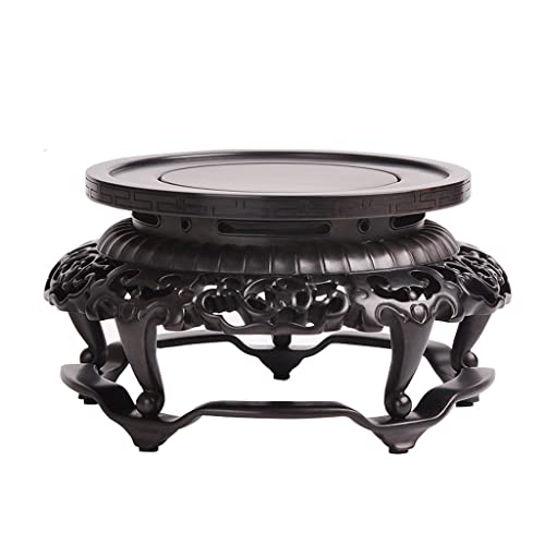 BABETT Bonsai Pedestal Vase Pedestal Stands Round Vase Ornament Base Incense Burner Wood Carving Decorative Base Bonsai Small Flower Pot Base Planter Stand Plant Holder