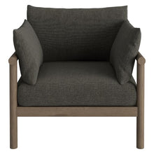 Modway Eleni Outdoor Teak Wood Armchair in Weathered Gray Flint – Patio Lounge Chair with Sunproof Foam Cushions