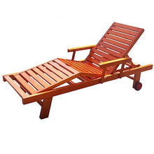 EESHHA Outdoor Lounge Chairs, Solid Wood Adjustable Reclining Bed, Outdoor Open-air Leisure Waterproof Solid Wood Chairs with Wheels for Garden Balcony Swimming Pool Beach Recliner Type C