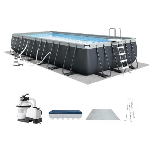 24' x 12' x 52" Above Ground Rectangular Frame Swimming Pool Set w/Pump