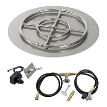 American Fireglass SS-RFPKIT-P-24 Propane 24" Round Stainless Steel Flat Pan with Spark Ignition Kit (18" Ring Burner Included)
