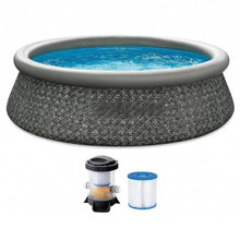 10ft x 30in Round Inflatable Ring Top Above Ground Swimming Pool with Pump