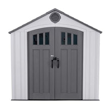 Lifetime Outdoor Storage Shed, 8x10 Ft, Gray, Resin Tool Shed with Lockable Doors and Steel-Reinforced Walls