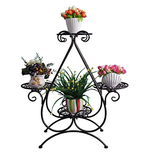 MIIKHI Plant Stands,I Flower Stand,Indoor Balcony Multi Storey Floor Standing Flower Pot Shelves Living Room Shelfnishings/Black