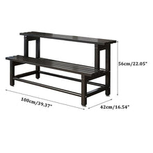 2 Tier Stair Style Large Metal Plant Stand Garden Display Shelf Modern Flower Pot Holder Storage Organizer Rack For Indoor Home Outdoor Patio Balcony Yard Practical Flower Rack (Black Rectangle