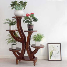 5 Tier Plant Stand Indoor Wooden Tall Flower Pot Stand For Multiple Plants Corner Plant Holder Rack Modern Creative Flower Pots Display Rack Abrasion Plant Shelf For Balcony Living Room Office