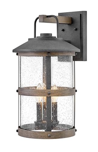 Hinkley Lakehouse Large Outdoor Wall Mount Lantern w/Lumiglo, Aged Zinc