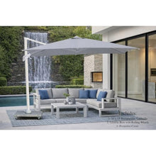OROTLECT 10 ft. x 13 ft. Rectangle Aluminum Cantilever Tilt Outdoor Parasol Patio Umbrella with Granite Base in Mouse Gray