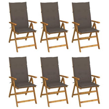 KUTYWEXFM 6 Pcs Folding Patio Chairs with Cushions Solid Acacia Wood