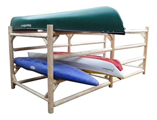 Log Kayak Rack 24-Kayak or Multiple Canoe and Kayak Storage Rack Natural