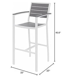 Home Square 3 Piece Aluminum Patio Bar Stool Set in Gray and White