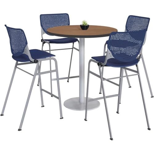 KFI Mode and Kool Round Bistro Table and Stool Set, 42", Navy