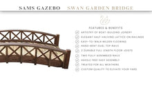 SamsGazebos Swan Wood Garden Bridge with Cross Halved Lattice Railings 6-Feet Brown