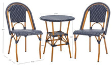 SAFAVIEH Outdoor - California 3 Piece Bistro Set - Navy Faux Wicker & Aluminum Frame - Coastal Design - Ideal for Patio, Deck, Sunroom, Dining Area (PAT9505B-KIT2)