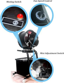 Acivirdde 46l Portable High-Velocity Commercial Outdoor Misting Fan,3 Speeds,4 Metal Blades,12-Hour Use