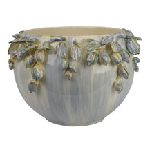 callmego Ceramic Decorative Bowl Planter with Floral Rim Design for Indoor Plants and Table Centerpieces