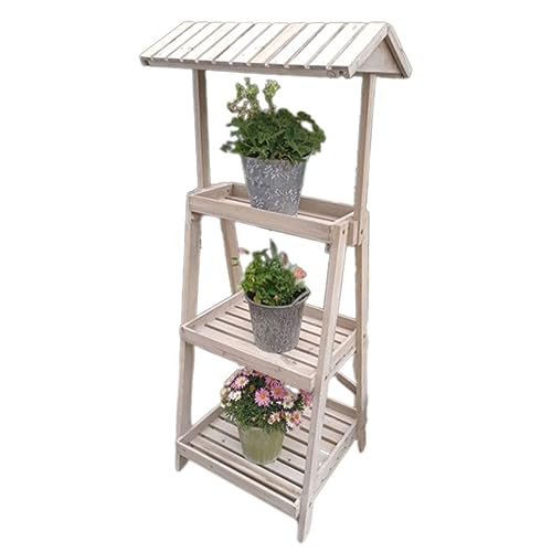 3 Tier Wooden Plant Shelf Outdoor Plant Rack Simple Retro Wood Plant Stand For Free Standing Storage Shelf Multifunctional Flower Display Desk Rack Multi-layer Storage Ladder Frame Patio Balcon
