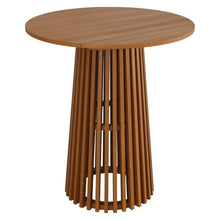 Modway Lane 35 Inch Teak Wood Outdoor Bar Table for 2-3 in Natural – Slatted Round Patio Bistro Table with Pedestal Base for Patio, Balcony, Deck, Backyard, Terrace Or Sunroom