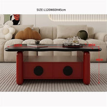 Hhaoran-9863 Side End Table Modern Minimalist Coffee Table with Storage for Living Room, Small Space Luxury, Creative Design, Home Tea Table Accent Coffee Table for Living Room Bedroom Office(Red)