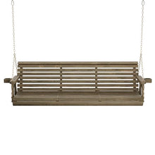 Amish Casual Heavy Duty 700 Lb Capacity Porch Swing with Cup Holders (6 Foot, Dark Walnut Stain) – Wooden Outdoor Roll Back Swing with Hanging Chains – Amish Made in the USA