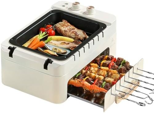 Automatic Electric Kebab Grill with 360° Rotation,Non-Stick Double-Layer,Smokeless Indooroutdoor Barbecue