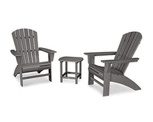 Polywood Nautical 3-Piece Curveback Adirondack Chair Set with Side Table Slate Grey