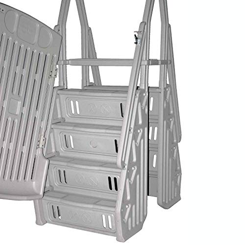 Vinyl Works GE Deluxe Adjustable A Frame Above Ground Pool Ladder w/Gate Tan