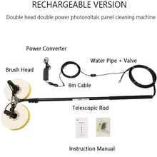 MOXOW Electric Solar Solar Panel Cleaning Tool, Double Head Automatic Solar Panel Cleaning Brush And Rod Kit, Window Cleaner Special Roof Water Brush and other cleaning activities,7.5M