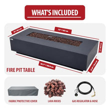 AMS 72" Rectangular Cast Concrete Natural Gas Fire Pit Table (Dark Gray)