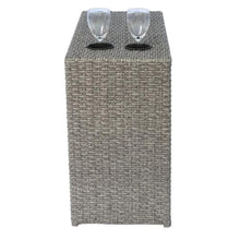 Hassyee Fully Assembled Wicker Conversation Set with Grey Cushions and Metal Frame for Poolside, Lawn, Outdoor Furniture Set with Side Table and Cup Holders for Backyard, Balcony