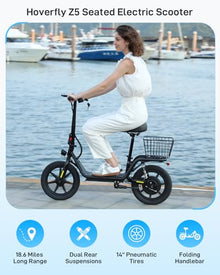 HOVERFLY Z5 Electric Scooter with Seat 18.6 Miles Range 15.5 Mph 400W Motor White
