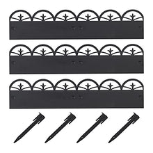 Relaxdays metal lawn edging, decorative garden borders, 3 fence elements, with ground spikes, 274.5x7.5 cm (LxH), black