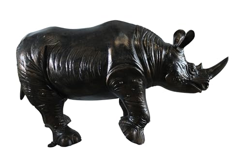 NIFAO Rhinoceros Aluminum Statue, Large Wildlife, 60" L x 17" W x 35" H