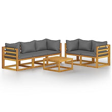 HNSMFPRE Solid Acacia Wood Garden Lounge Set with Cushion and Coffee Table, Outdoor Patio Seating Set for Terrace