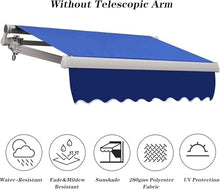 WZUOPG Manual Retractable Awning Door Window Awning Shelter Outdoor Canopy Home Deck Canopy with Manual Crank Handle（Frame included ）, 9.8x8.2ft