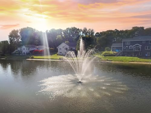 Scott Aerator Atriarch 1/2 HP 230V Pond Fountain with 70 ft. Power Cord | Decorative Floating Aeration Fountain for Backyard & Residential Ponds | Made in USA