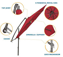RWGOVLU 3M/10FT Garden Parasol, Patio Cantilever Umbrella, Outdoor Hanging Sun Shade Canopy with Crank Handle & Height Adjustable for Garden Backyard Pool,3 Green