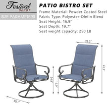 Festival Depot Patio Chairs Set of 8 Swivel Armchairs Outdoor Dining Chairs for Bistro Deck Garden (Blue), Style 2 Armchair, (B-PF20135X4-B)