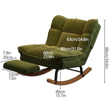 Rocking Chair, Ergonomic Recliner Chair with 3-Position Adjustable Backrest, Comfort Padded Cushion Rocker Chairs with Footrest, for Indoor, Outdoor Living Room Balcony(Green)