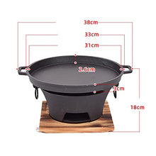 Charcoal Grill Household Barbecue Meat Stove Thickened Barbecue Pot Cast Iron Charcoal Stove With Round Pan Barbecue Grill Outdoor Cooking Picnic Barbecue (Color : Black Size : 38x18cm)